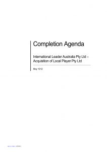 Completion Agenda Sample 1
